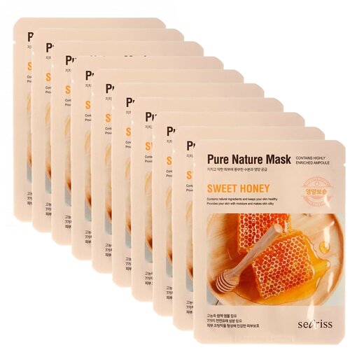 Secriss маска тканевая Pure Nature Mask Pack Sweet Honey с экстрактом меда, 25 мл, 10 уп.