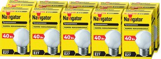 Лампа накаливания Navigator 94 311 NI-C, 40 Вт, шар, Е27, упаковка 10 шт.