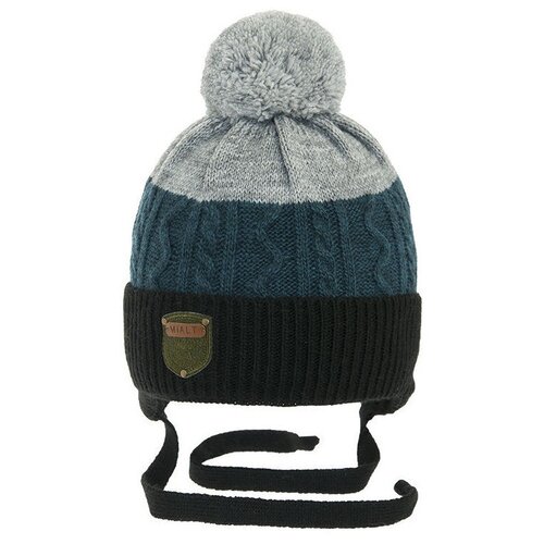 фото Шапка mialt, размер 50-52, черный, синий