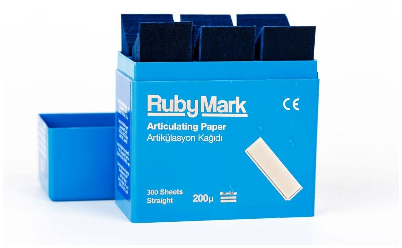 Артикуляционная бумага комбинированная  ( Копирка прямая синий / синий (300 л  200 мкм ) « RubyMark 200 Micron – Blue/Blue Straight 300 pcs »