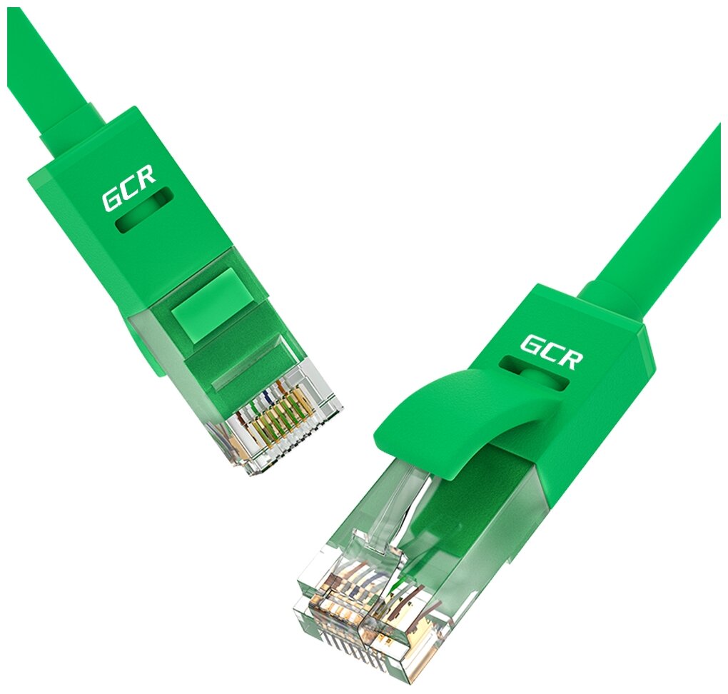 GCR Патч-корд прямой 2.0m UTP кат.6 зеленый 24 AWG литой ethernet high speed RJ45 T568B