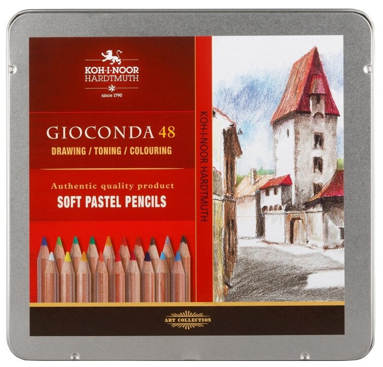 Карандаши пастельные GIOCONDA SOFT 8829 48цв/наб мет. короб 8829048001PL