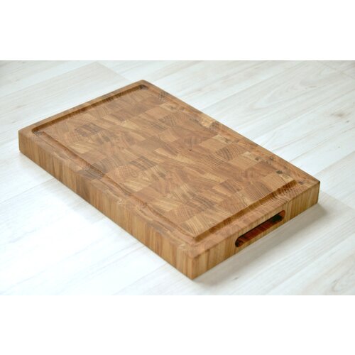 Разделочная доска торцевая двухсторонняя массив дуба 20х30х3,5 см.