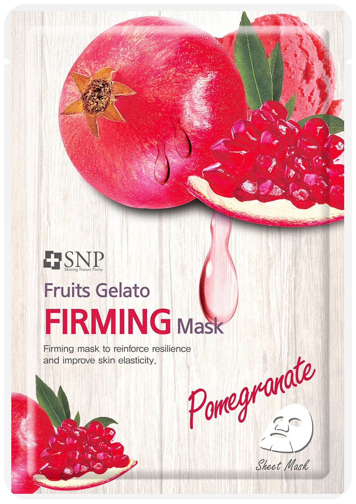 Подтягивающая тканевая маска для лица SNP Fruits Gelato Firming Mask, с гранатом, 25мл - фото №2