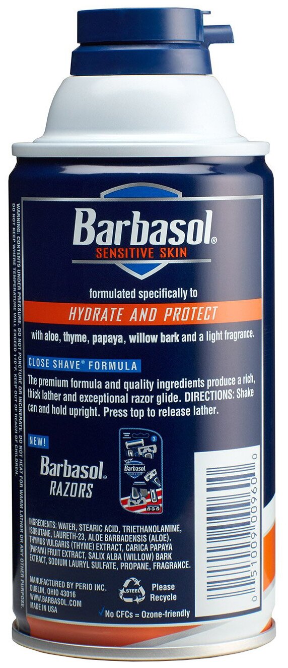 Крем-пена для бритья Barbasol Sensitive Skin Shaving Cream для чувствительной кожи, 283 г - фото №2