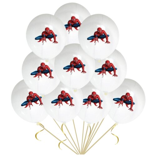 Набор воздушных шаров Человек-Паук с паутиной Spider-Man (белый, 10 шт, 32 см)