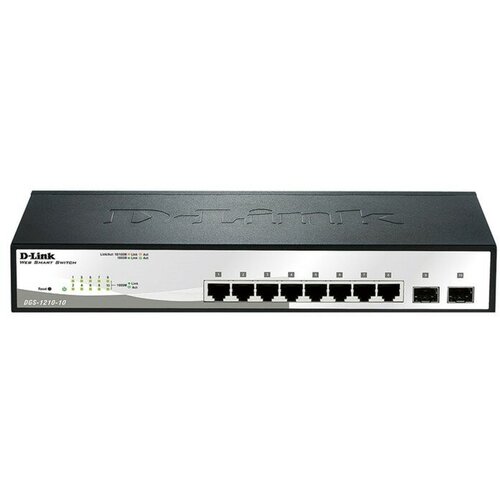 Коммутатор D-link DGS-1210-10/F1A 8x10/100/1000Mbps, 2xSFP, WebSmart, 19'