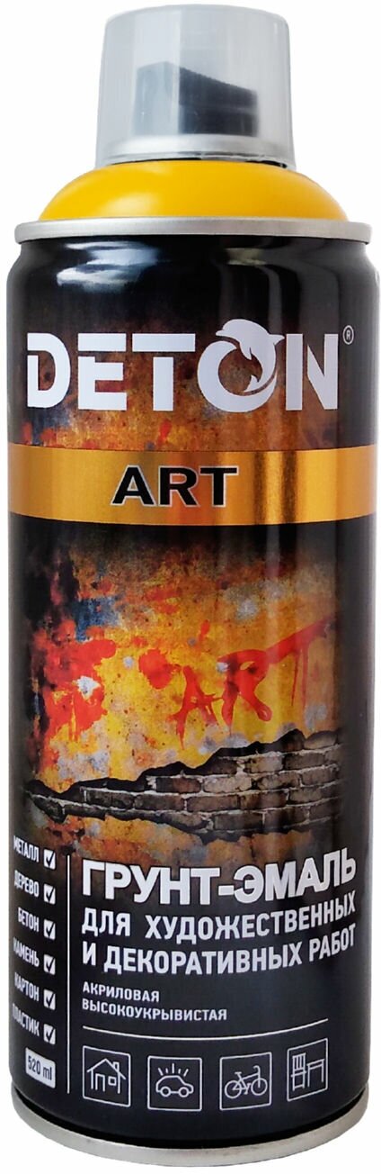 Грунт-эмаль Deton Art для художественных и декоративных работ, кадмий желтый, полуматовая, 520 мл - фотография № 4