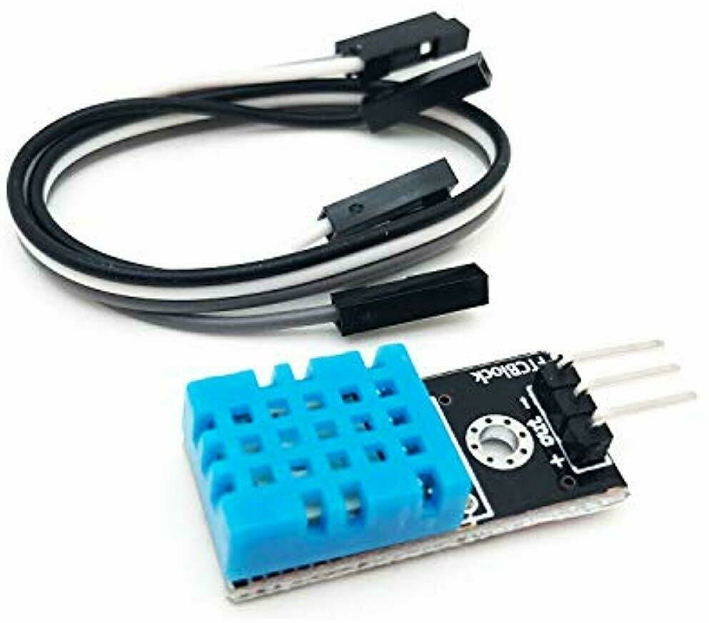 Модуль датчик влажности и температуры GSMIN DHT11 с проводами для подключения для среды Arduino на плате 2 уки (Синий)