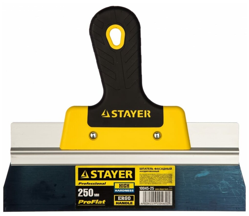 STAYER ProFLat 250 мм, усиленная алюминиевая направляющая двухкомпонентная ручка, анодированный, Фасадный шпатель, PROFESSIONAL (10045-25) - фотография № 4