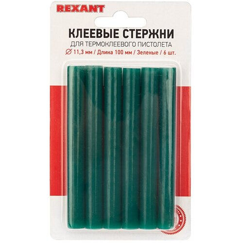 REXANT Клеевые стержни 11.3х100 мм, 6 шт. зеленый