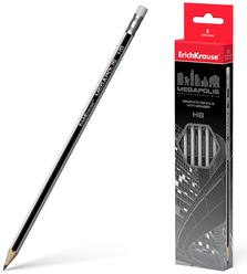 ErichKrause Набор чернографитных шестигранных карандашей с ластиком Megapolis HB 12 шт (32860)