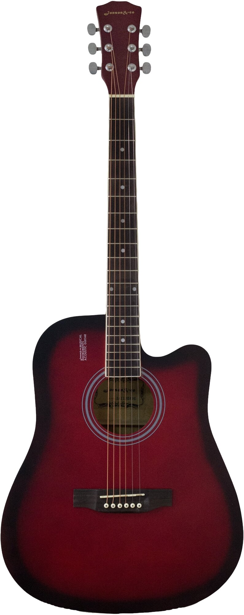 Акустическая гитара матовая, красная. Размер 41 дюйм Jordani E4120 RDS