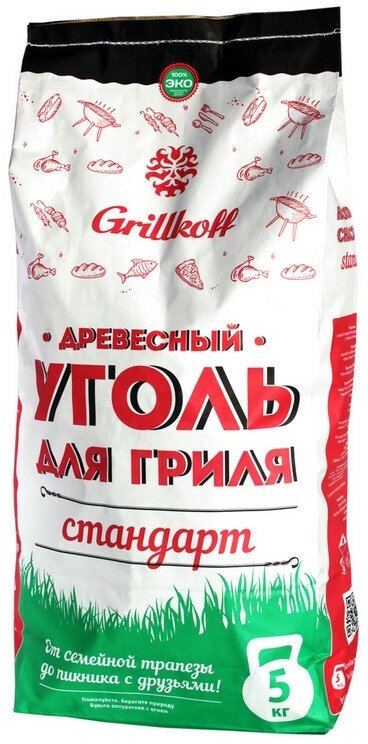 Уголь древесный Grillkoff Стандарт для гриля 5 кг