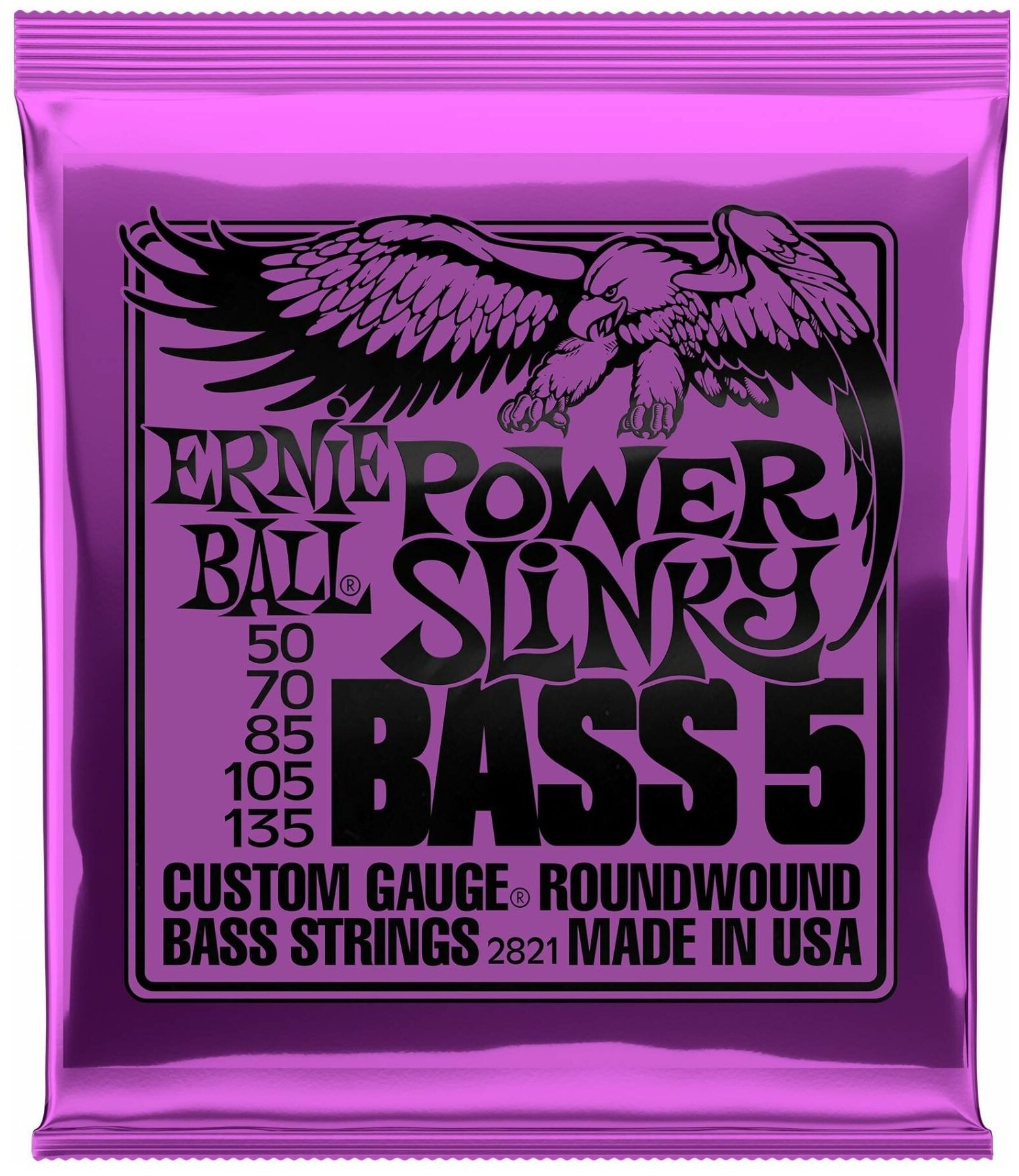 ERNIE BALL 2821 - струны для 5-струнной бас-гитары Nickel Wound Bass Power Slinky (50-70-85-105-135)