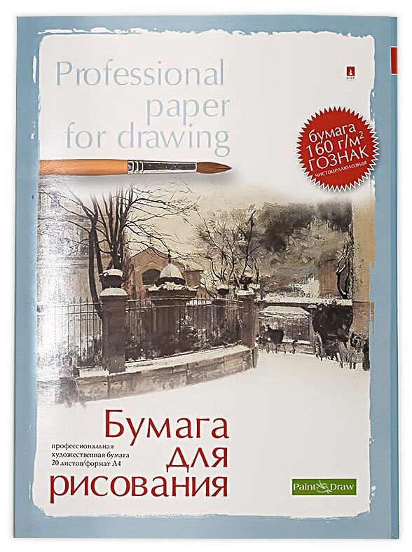 Бумага для рисования Альт, А4 (210 х 297 мм), 20 листов, профессиональная серия, 2 вида, Арт. 4-20-022