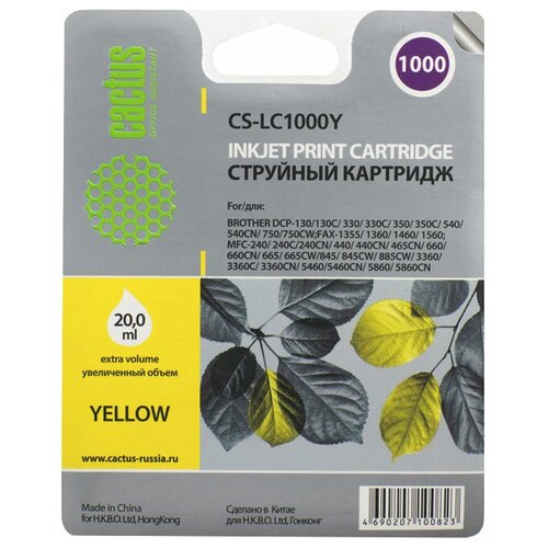 Cartridge ink Cactus CS-LC1000Y yellow (20ml) for Brother DCP 130C/330С/MFC-240C/5460CN