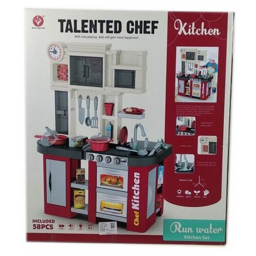 Кухня с водой talented chef 58 деталей, звук, свет, вода, красная (922-103)