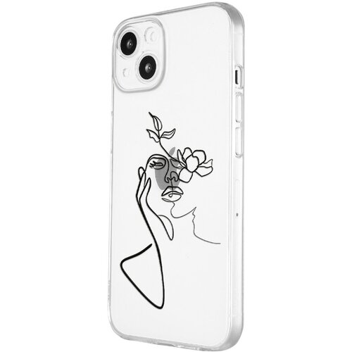 Силиконовый чехол с защитой камеры Mcover для Apple iPhone 13 с рисунком Девушка силиконовый чехол с защитой камеры mcover для apple iphone 13 с рисунком журавль летит