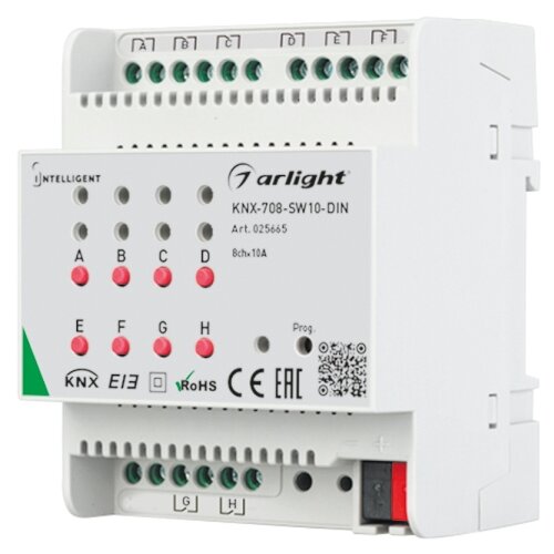 Arlight INTELLIGENT ARLIGHT Релейный модуль KNX-708-SW10-DIN (BUS, 8x10A)