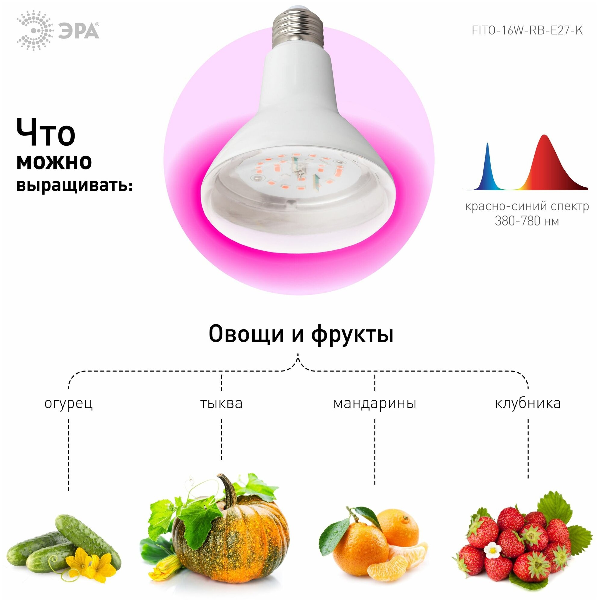 Лампа для растений 16W E27, гриб, красно-синий спектр, фиолетовый свет свечения (10 шт.) - фотография № 5