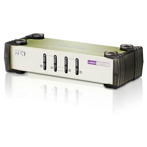 Переключатель электронный ATEN 4-Port PS/2-USB VGA KVM Switch (CS84U-AT) удлинитель aten 4 port usb 2 0 cat 5 extender up to 50m uce3250 at g