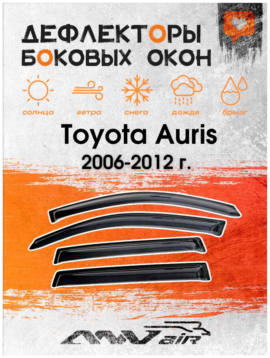 Дефлекторы боковых окон на Toyota Auris 2006-2012 г. / Ветровики на Тойота Аурис