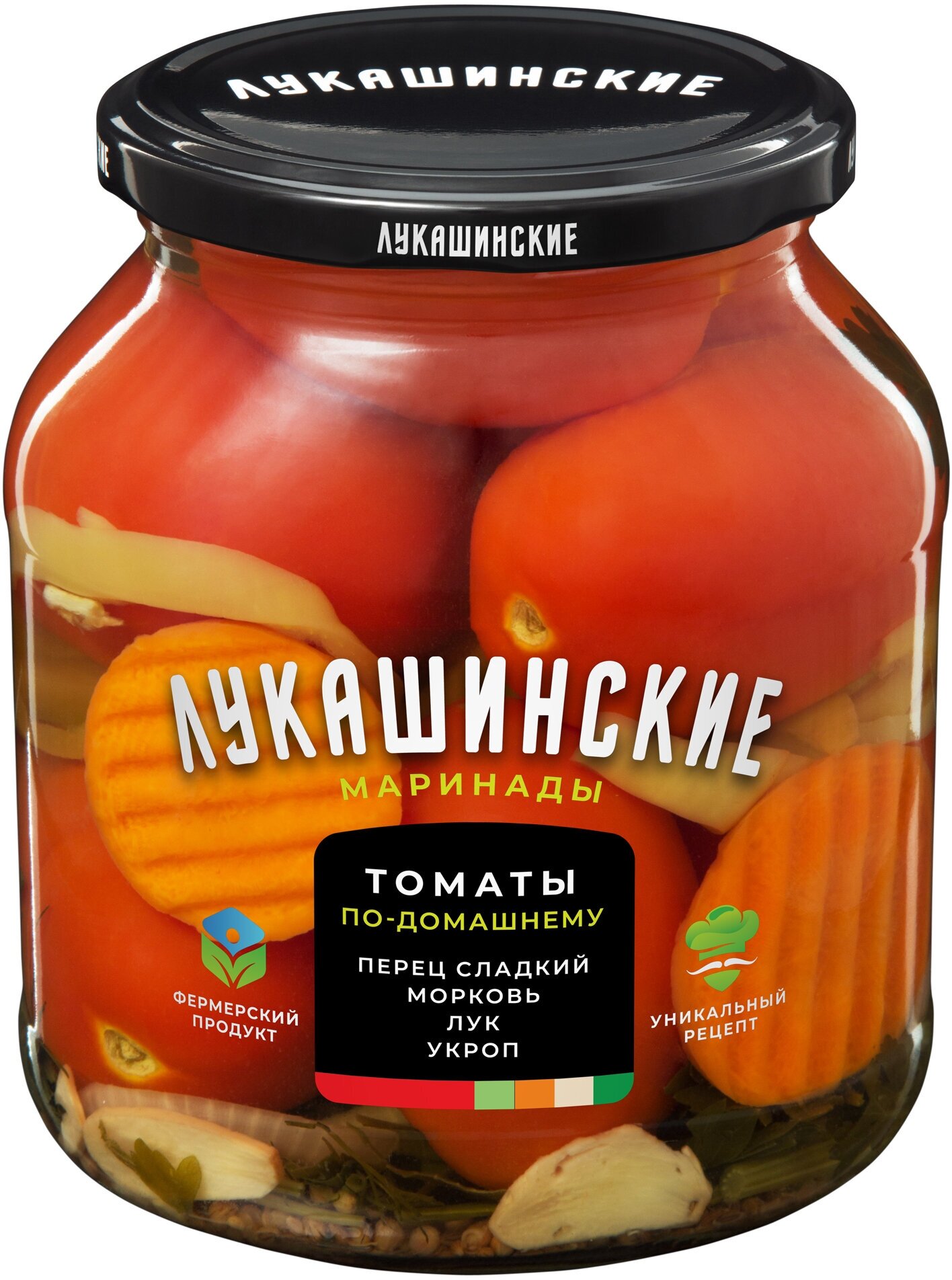 Томаты маринованные по-домашнему со сладким перцем, «Лукашинские», 650 г, Россия