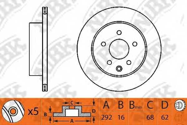 Диск тормозной NiBK RN1234 для NISSAN QASHQAI / QASHQAI +2 I (J10, JJ10) 2.0 dCi Привод на все колеса NIBK RN1234