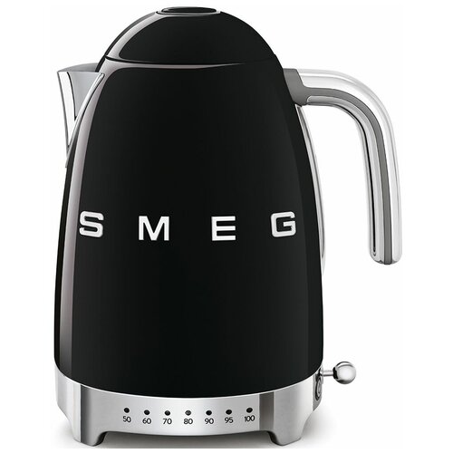 Электрический чайник Smeg Стиль 50-х г, чайник электрический, 1.7 л, 2400 Вт, корпус из нержавеющей стали, черный