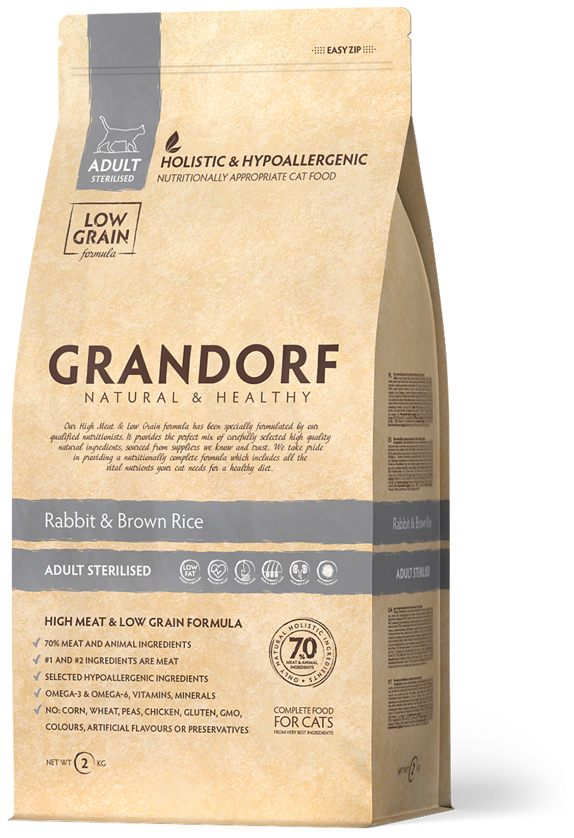 Сухой корм для кошек Grandorf Rabbit & Brown Rice гипоаллергенный 2 кг