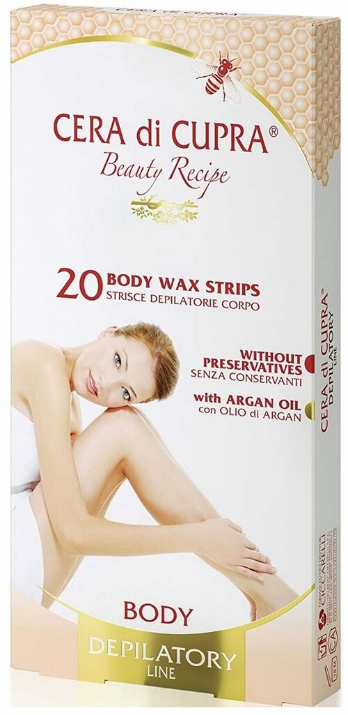 Cera di Cupra Body Wax Strips Восковые полоски для депиляции тела с аргановым маслом 20 шт