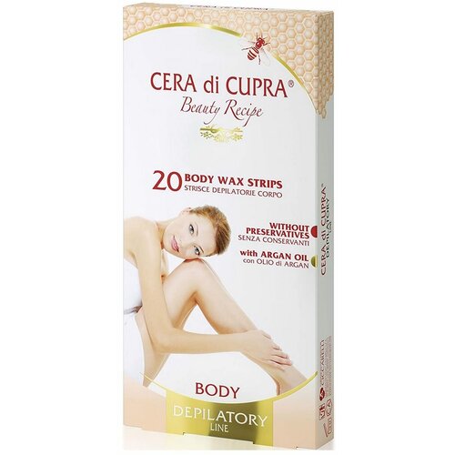 Cera di Cupra Body Wax Strips Восковые полоски для депиляции тела с аргановым маслом 20 шт восковые полоски для депиляции лица cera di cupra face wax strips 20 шт