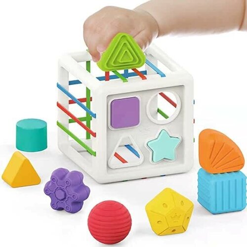 Куб с резинками и сортером для малышей/ развивающая игрушка