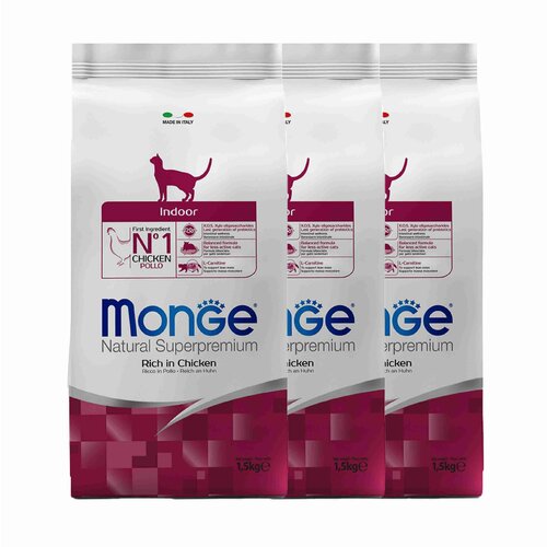 Monge Cat Indoor корм для домашних кошек 1,5 кг х 3 шт.