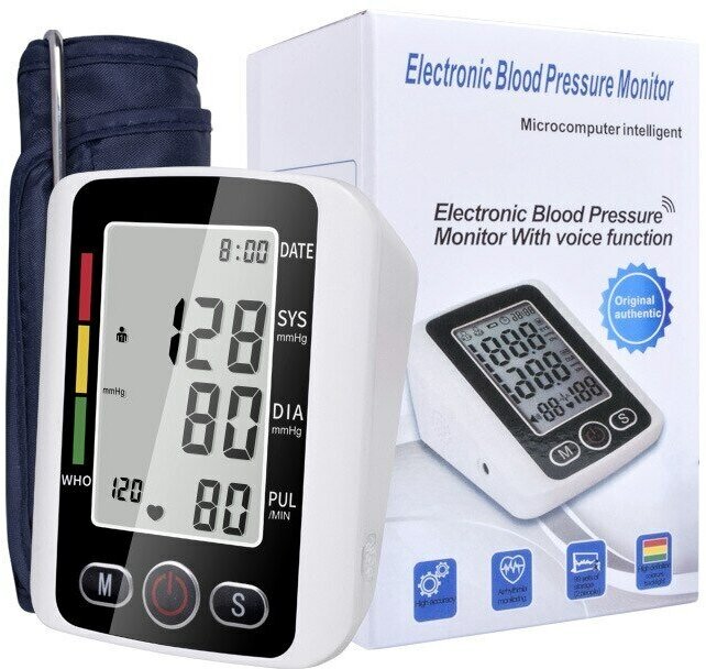 Тонометр автоматический Electric Blood Arm Style/TM-100/артериальное давление; пульс/4 AAA, USB/белый