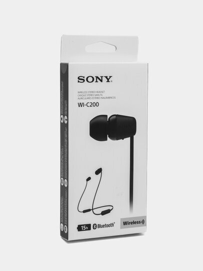 Наушники с микрофоном SONY WI-C200, Bluetooth, вкладыши, черный [wic200b.e] - фото №7