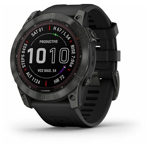 Часы Garmin FENIX 7X Sapphire Solar титановый черный DLC с силиконовым ремешком