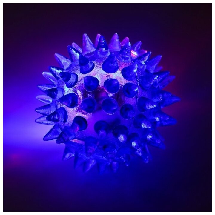 Мяч светящийся для животных малый, TPR, 4,5 см, голубой - фотография № 11