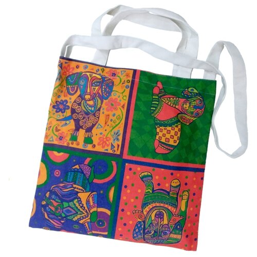 фото Холщовая эко-сумка оланж ассорти "догс-квартет" (шоппер), разноцветный