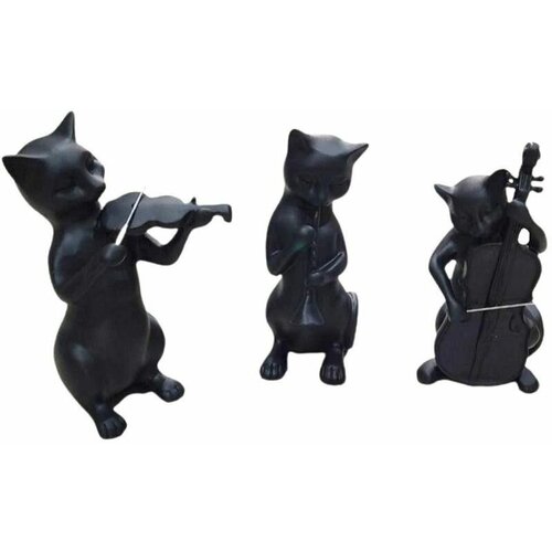Сувенир полистоун Коты музыканты. Набор 3 шт. Полистоун. Размер: 16х6х6 см.