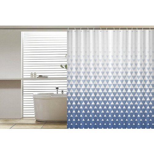 Штора для ванной с кольцами NIKLEN 180х180см 100 PEVA синий 596₽