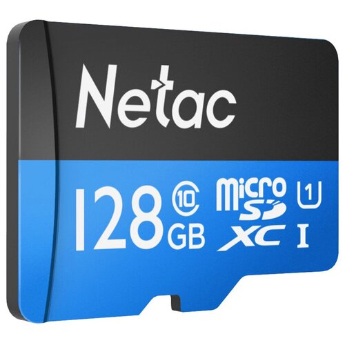 NT02P500STN-128G-R, Карта памяти MicroSD с адаптером 128GB Netac P500 Standart, Class 10 UHS-I (80Mb карта памяти smartbuy microsdxc 128gb class10 uhs i u1 sb128gbsdcl10 01 адаптер