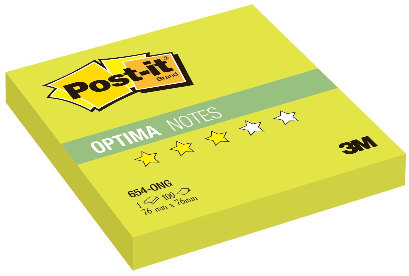    3M Post-it Optima  654-ONG 7100041124 76x76 100   