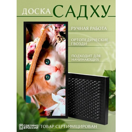 фото Доска садху с гвоздями для йоги с уф печатью животные кот милота - 3515 шаг 10мм artwood