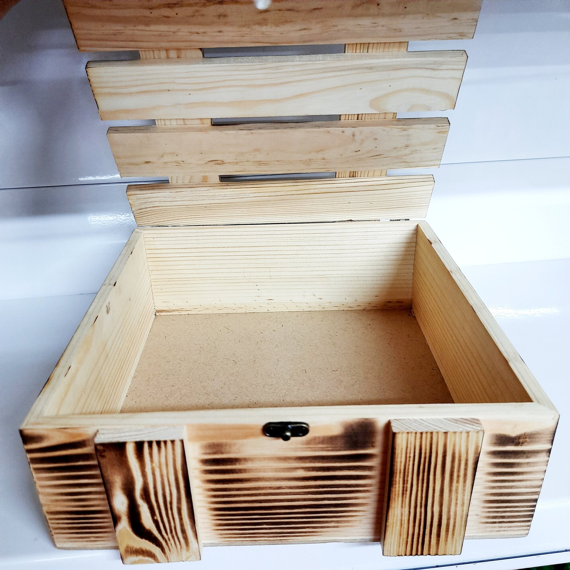 Ящик для подарка деревянный с крышкой, для декора, цветов и хранения вещей, 30*30*10