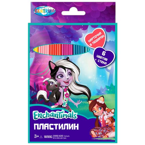 линейка пластиковая centrum enchantimals 20 см Пластилин CENTRUM Enchantimals 6 цветов (88615) 6 цв.