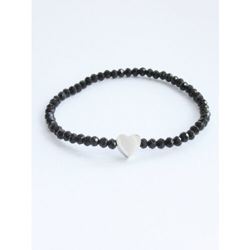 Жесткий браслет Pechinoga Design Женский браслет из натуральной шпинели звёздочка/ корона/ сердечко/ слоник, металл, размер 17 см, размер M, черный, серебристый