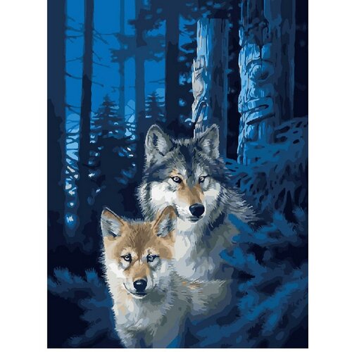 Картина по номерам Ночные волки 40х50 см
