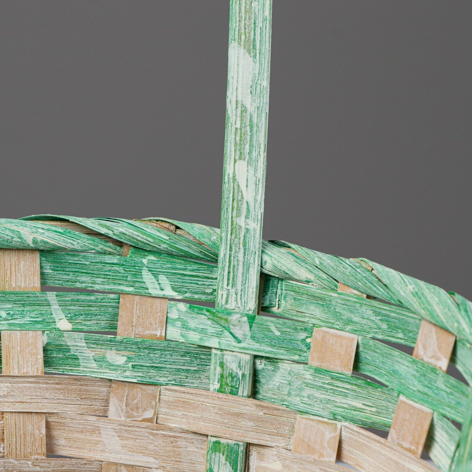 Корзина плетеная 19х9/34 см, зеленый, бамбук - фотография № 2